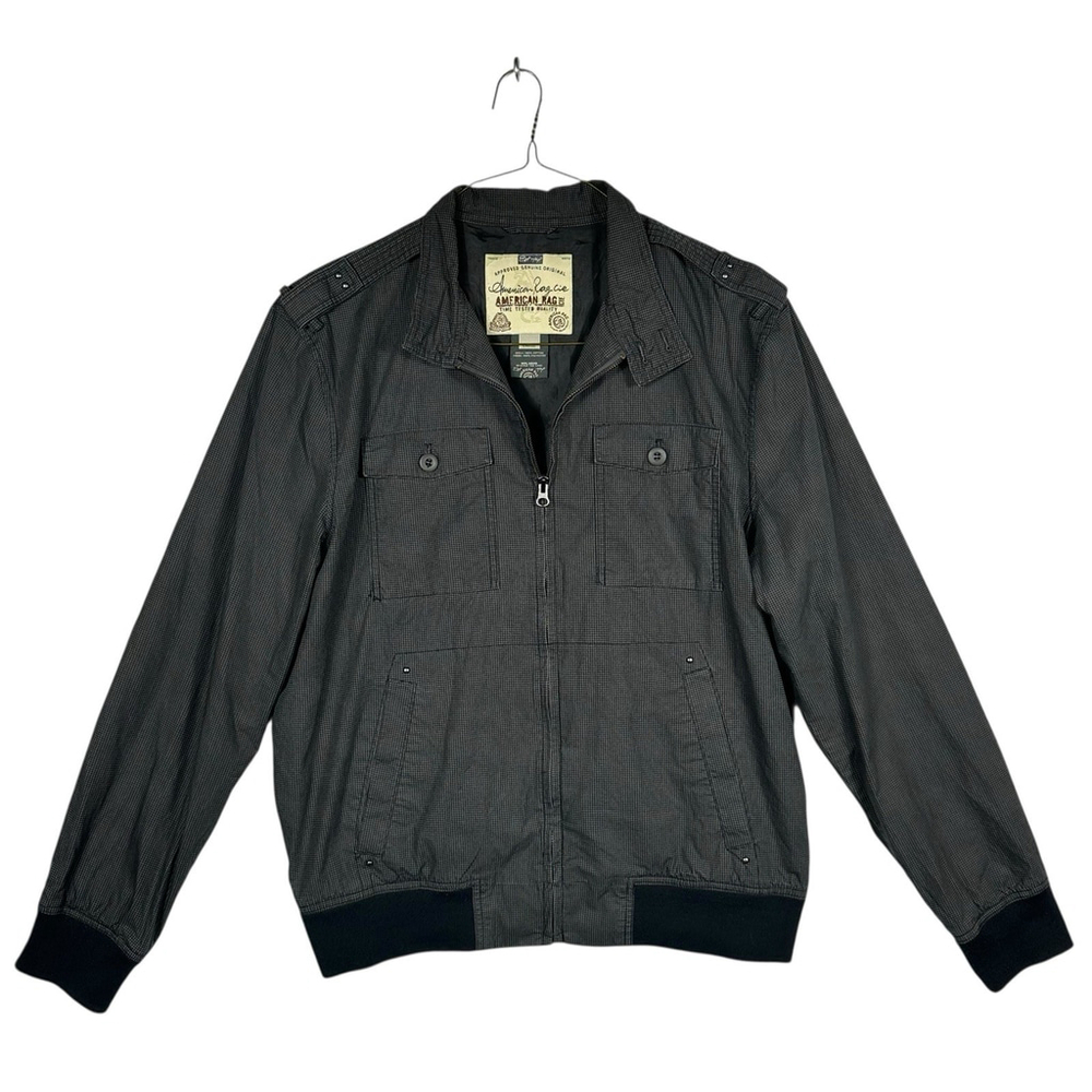 American Rag Full Zip Men's Jacket Heavy Duty Windbreaker Size Large Gray